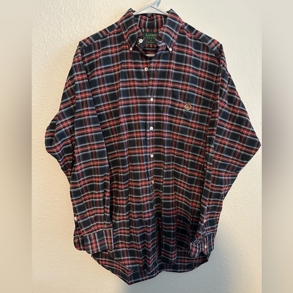 VTG Ralph Lauren Mens Plaid Shirt Crest Logo size small Chest Button Down - Picture 1 of 5